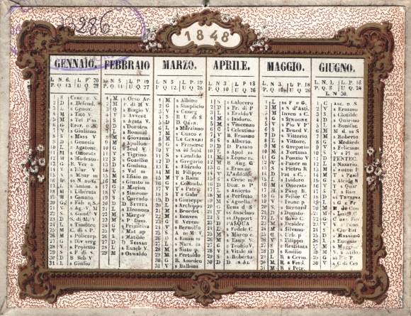 Calendario 1848