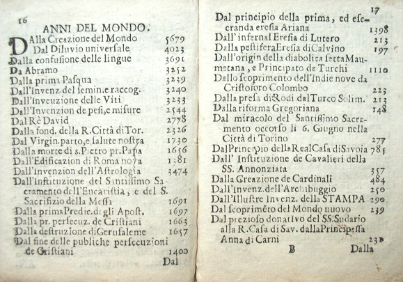 Anni del Mondo, 1730