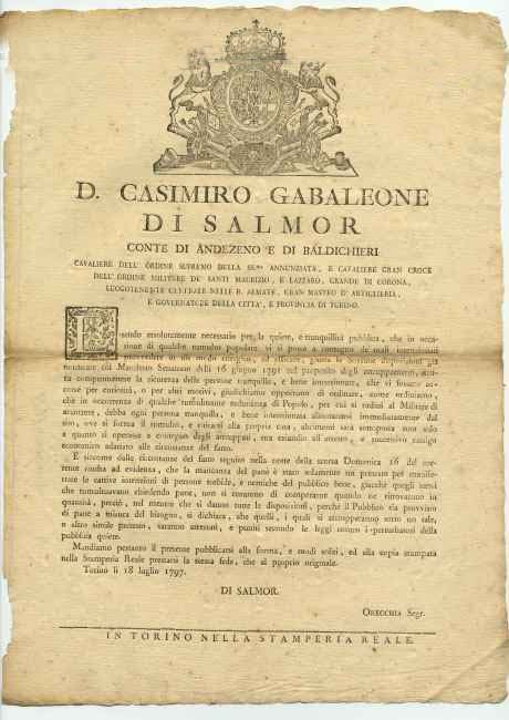 Manifesto del governatore di Torino