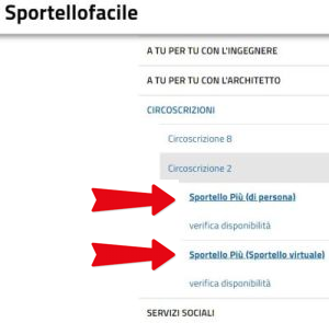 Immagine della videata di SportelloFacile sul portale Torinofacile