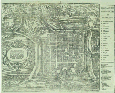 Giovanni Characha,  pianta di Torino disegnata nel 1572 su incarico del duca Emanuele Filiberto (Archivio Storico della Città di Torino, Collezione Simeom, DI