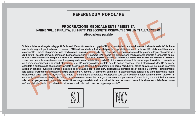 Fac-simile della scheda del referendum n.3