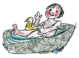 Bambino nella culla disegnato da Luzzati