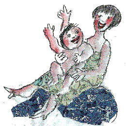 Mamma e bambino disegnati da Luzzati